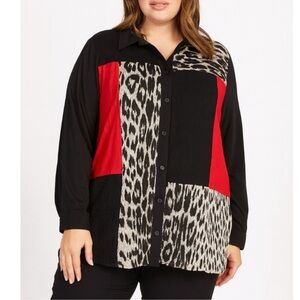 Chico's blouse Roxanna Crinkle Animal-Mix Shirt